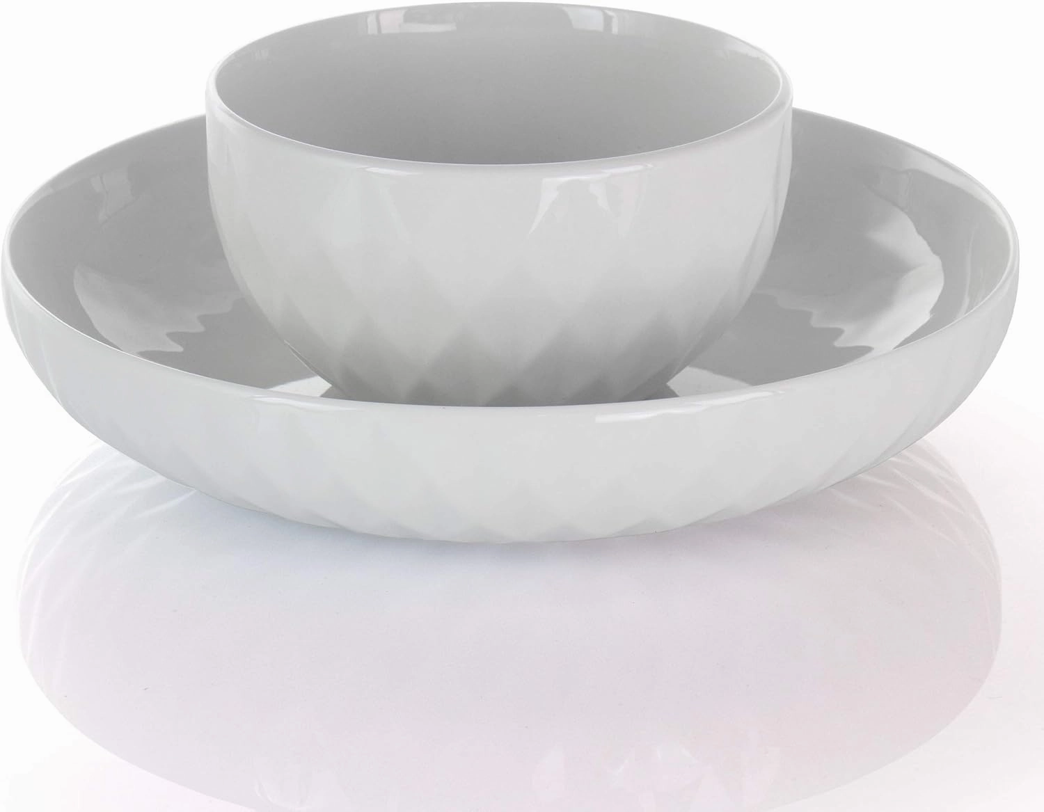 Elama White Porcelain Dish Dinnerware Set, 18 Piece, Sienna
