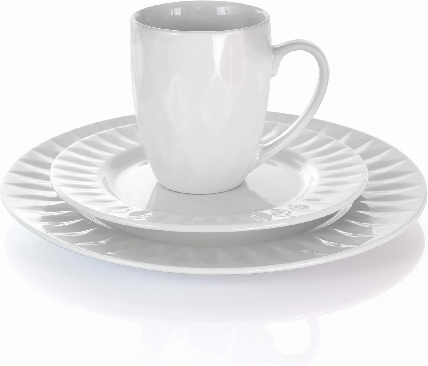 Elama White Porcelain Dish Dinnerware Set, 18 Piece, Sienna