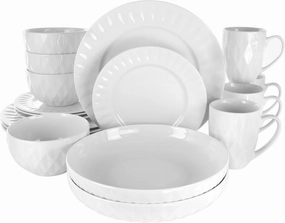 Elama White Porcelain Dish Dinnerware Set, 18 Piece, Sienna
