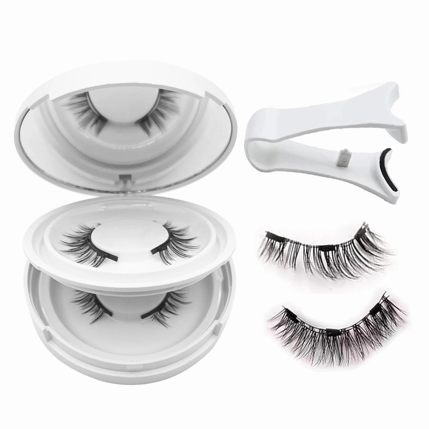 Elara Craft Magnetic Eyelashes with Applicator,Reusable Magnetic Eyelashes Natural Look,Easy to Wear and Remove Soft Lashes kit No Glue Needed(Natural Fuller)