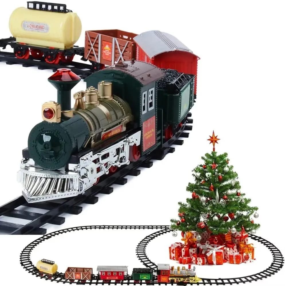 Electric Train Set Toy Classsic Christmas Train Sets Toddlers Train Toys with Sound and Lights