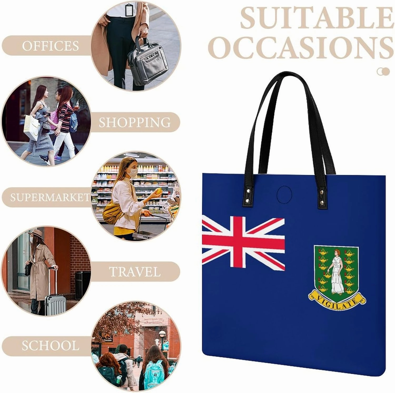 Elegant British Antarctic Territory Flag Women's Shoulder Bag Spacious Tote Handbag for Casual and Travel