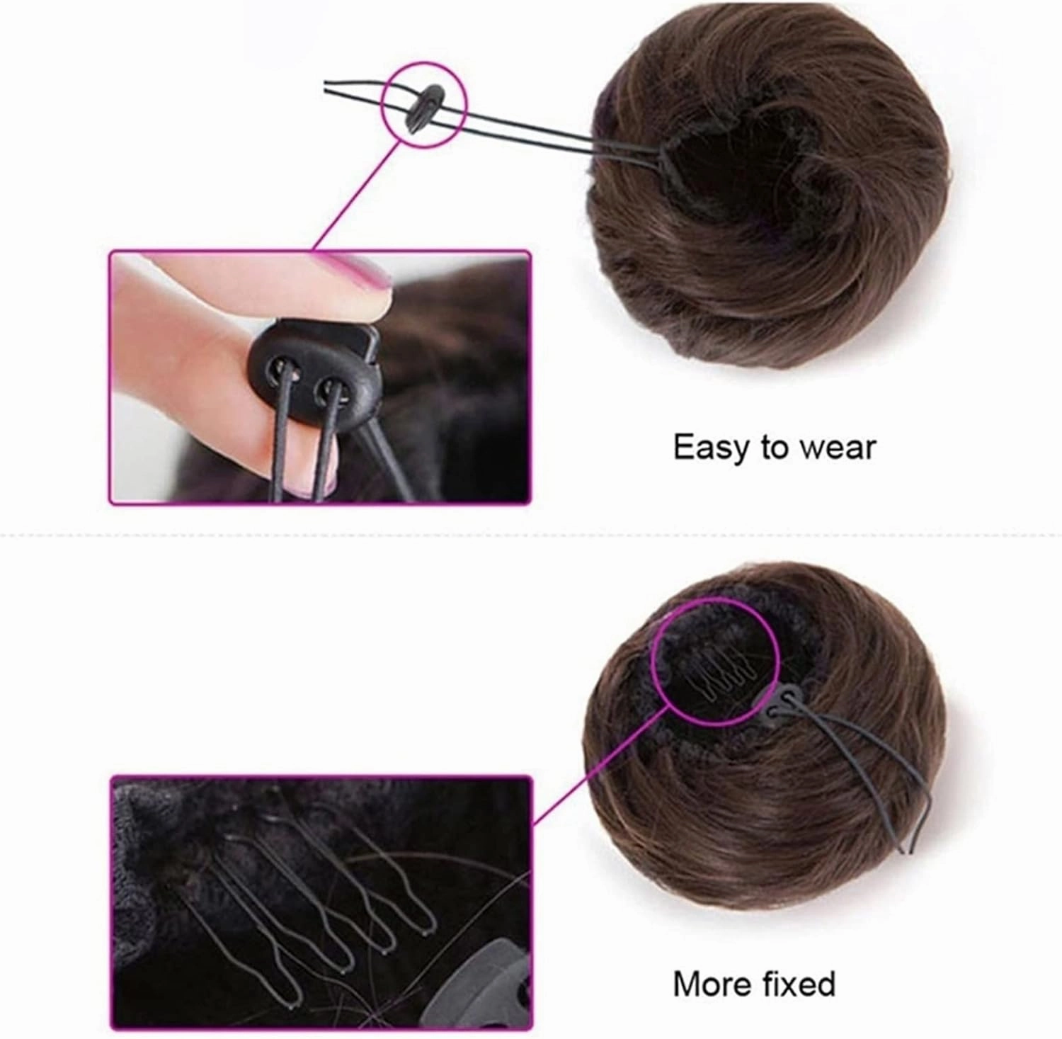 ENGENDER Hair Bun Synthetic Fiber Hair Extension Bun Donut Bun Ballerina Synthetic Wig Elastic Bun for Women Donut Hair Extension Bun Hair Piece(03)