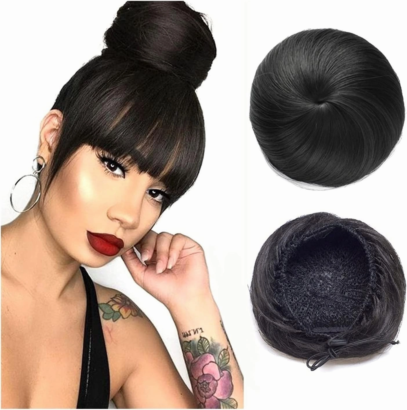ENGENDER Hair Bun Synthetic Fiber Hair Extension Bun Donut Bun Ballerina Synthetic Wig Elastic Bun for Women Donut Hair Extension Bun Hair Piece(03)