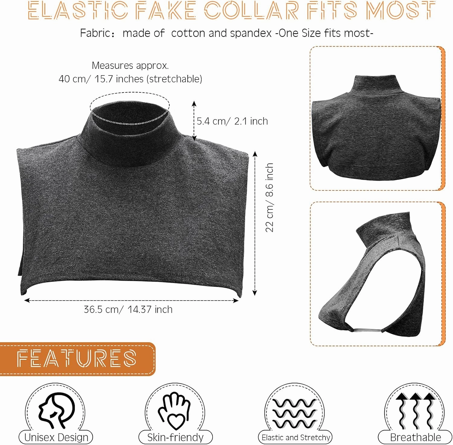 Fake Turtleneck Dickey Detachable Collars Set Half Top Mock Blouse Collar for Women Men