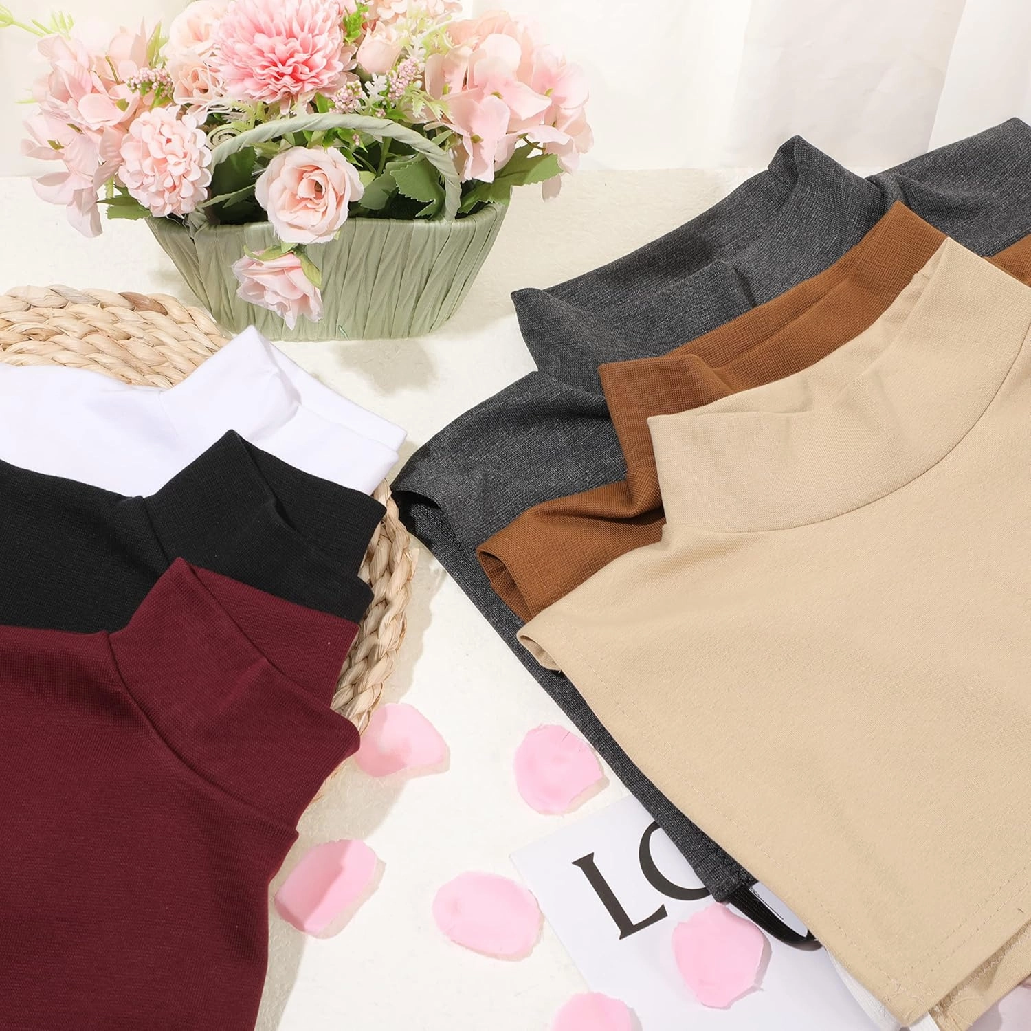 Fake Turtleneck Dickey Detachable Collars Set Half Top Mock Blouse Collar for Women Men