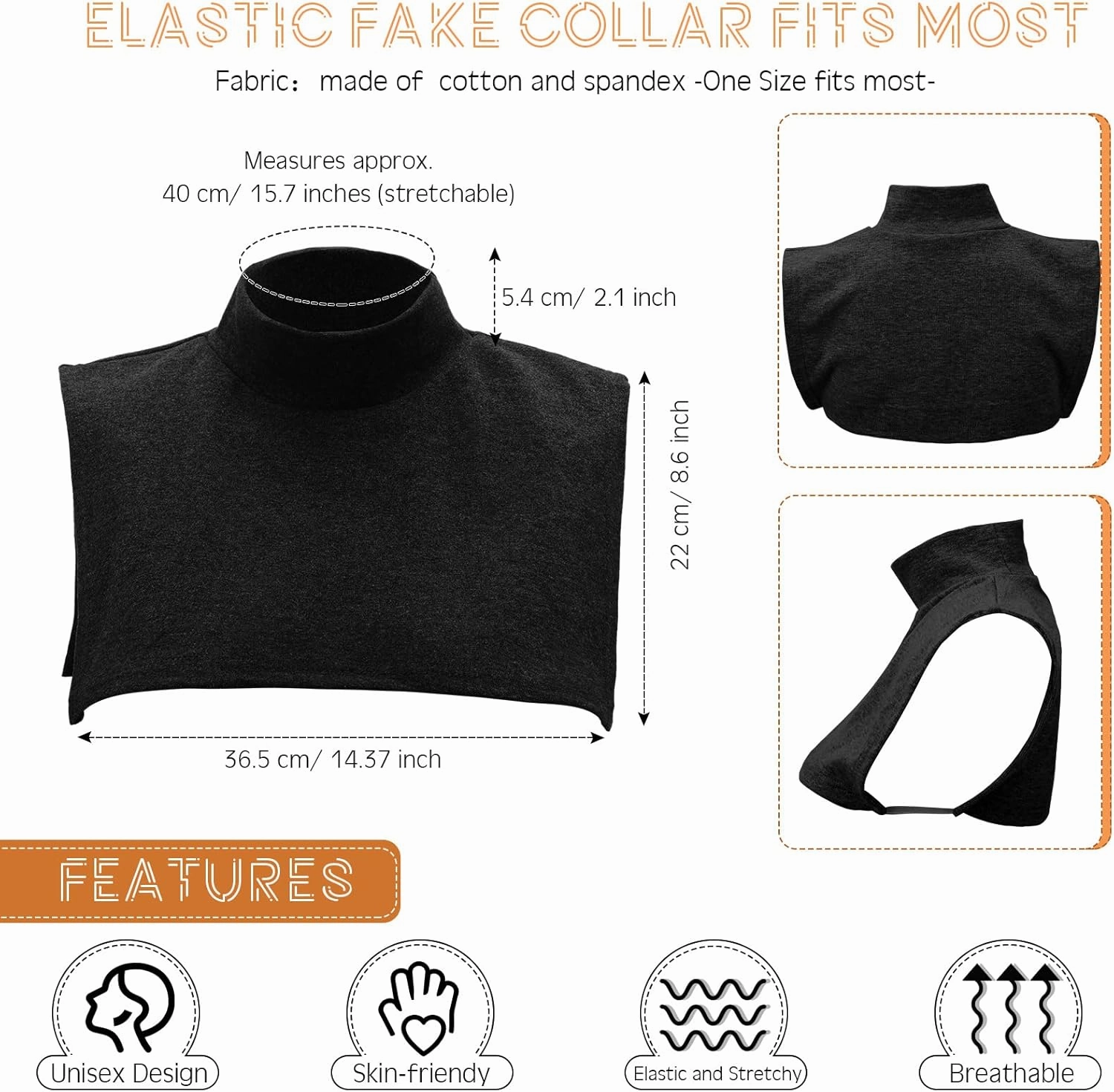 Fake Turtleneck Dickey Detachable Collars Set Half Top Mock Blouse Collar for Women Men
