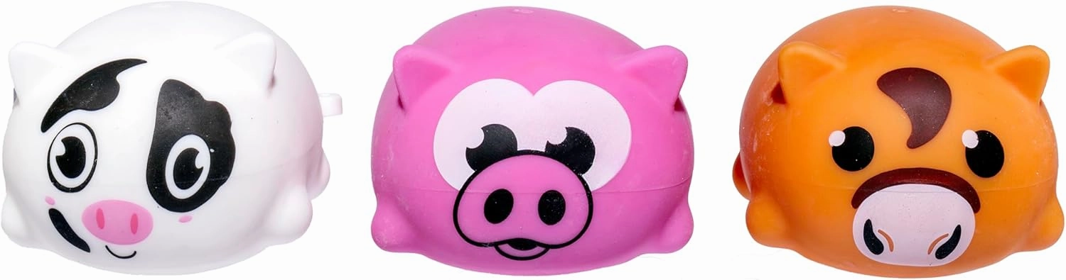 Farm Fresh Chubby Barnyard Animals Fidget Toys – 3 Pack of Squishy Toys for Kids – Soft & Squeezable Party Favor – Cute Stress Relief Gift Includes Horse, Cow & Pig