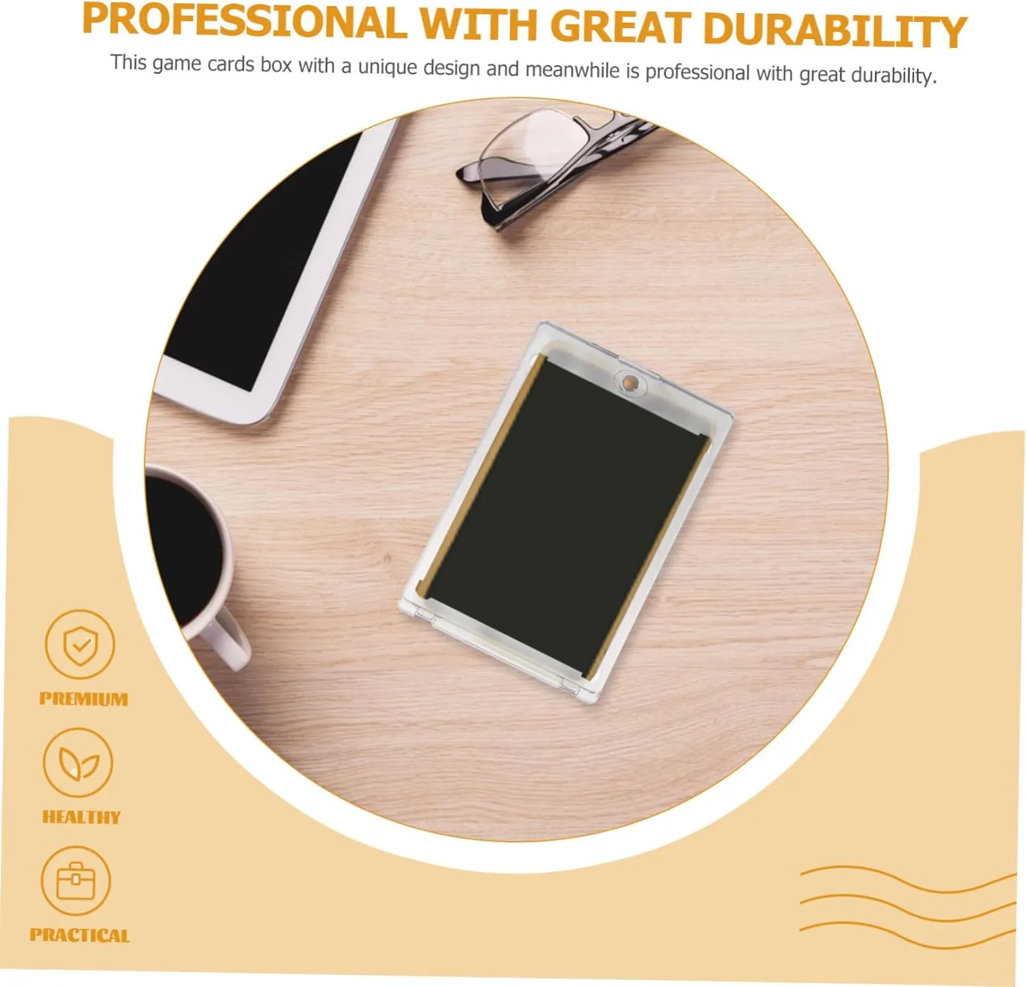 FAVOMOTO Game Card Holder of 10 Card Case for Playing Cards Sturdy Plastic Simple Stylish Design Gold Closure