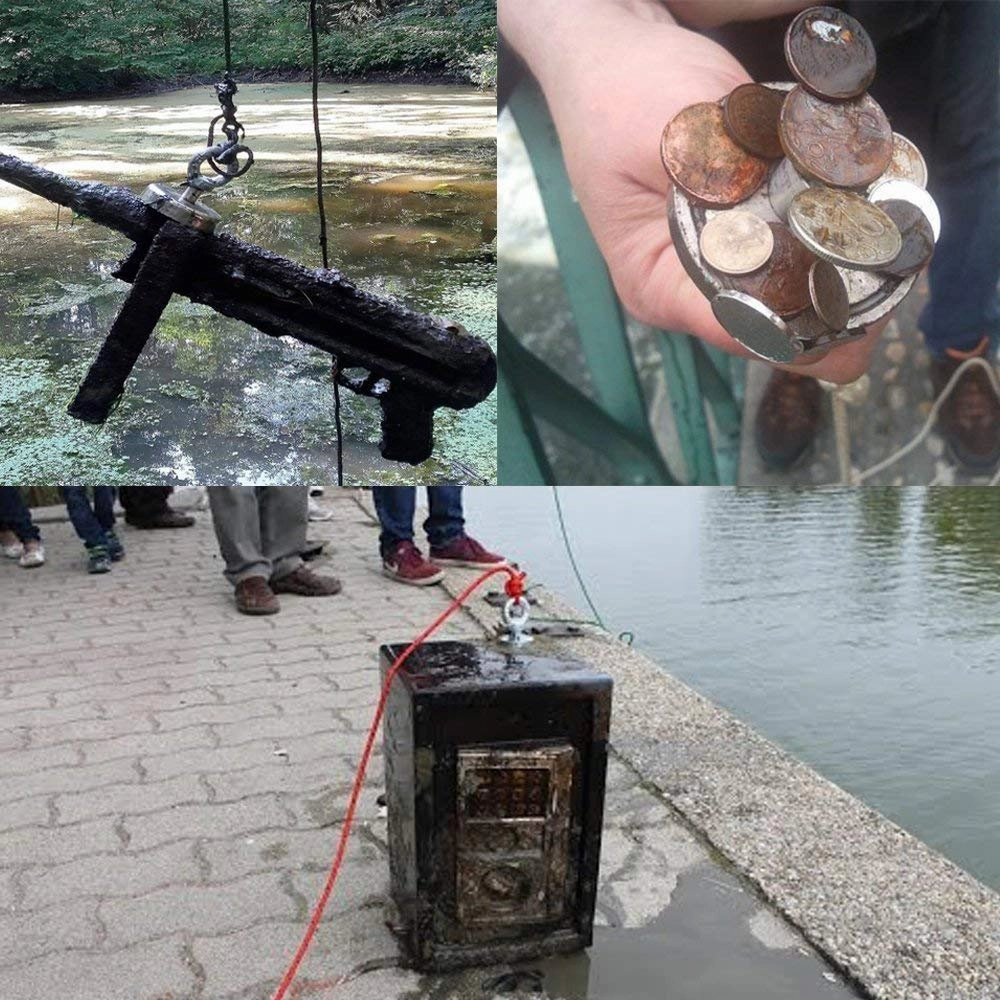 FINDMAG Double Sided Magnet Fishing Kit with Rope, Fishing Magnets 1000 lbs Pulling Force Magnet Fishing Kit for Retrieving Items in River, Lake, Beach, Lawn, 2.95" Diameter