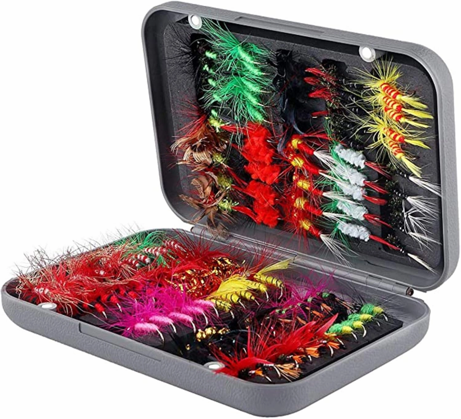 Fly Fishing Flies Kit, Dry Wet Fishing Flies 40/50/100pcs Handmade Fly Fishing Lures Assortment Kit Floating Baits for Bass Salmon Trout Streamers Nymphs with Free Tackle Box