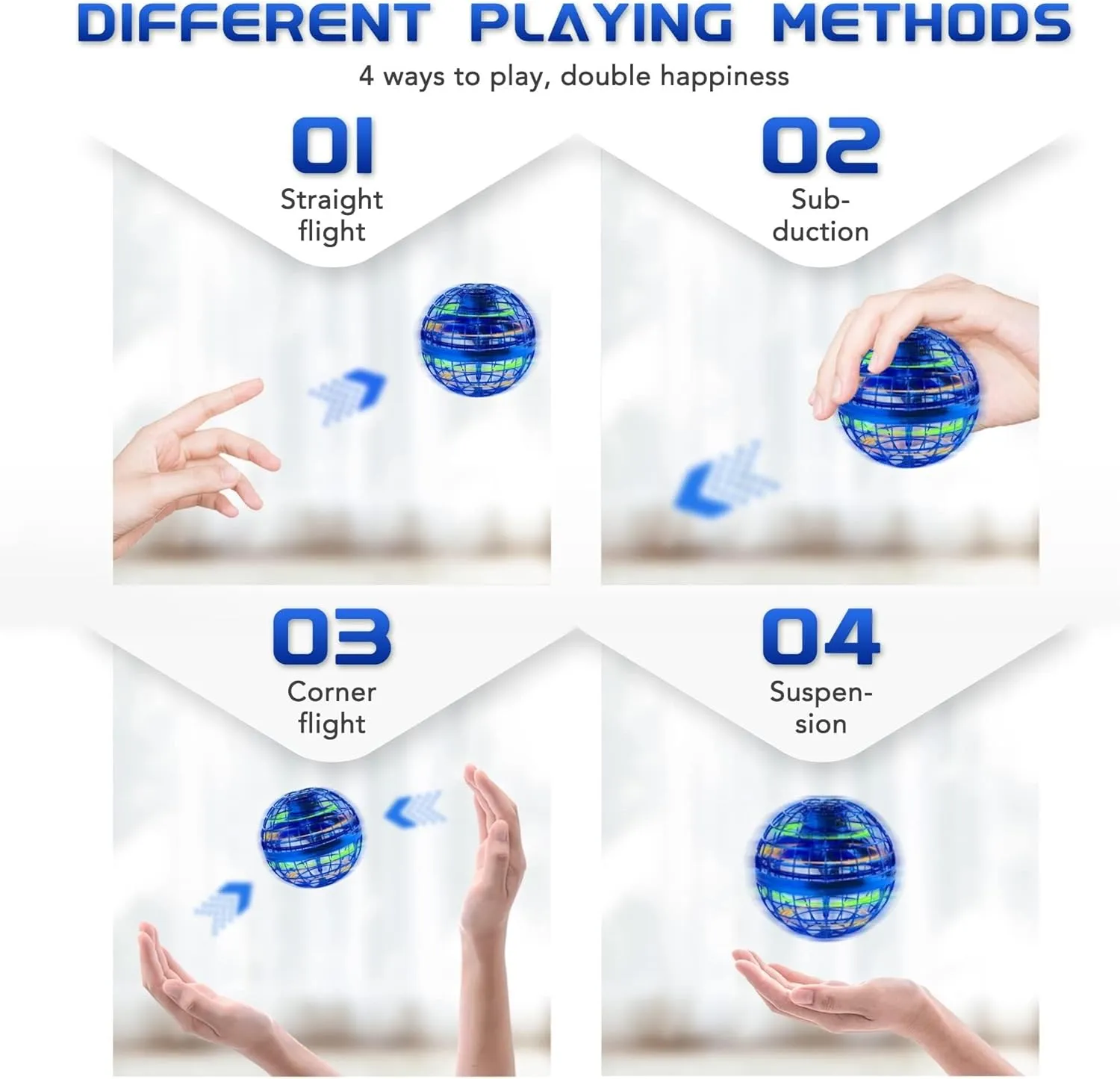 Flying Orb Ball Toy, Flying Toy Boomerang Fly Spinners for Kids Adults Indoor Outdoor Flying Ball Toy, Globe 360°Rotating Hand Controlled Flying Orb Ball Toys Magic Toy (Blue)chinese yoyo(Blue)