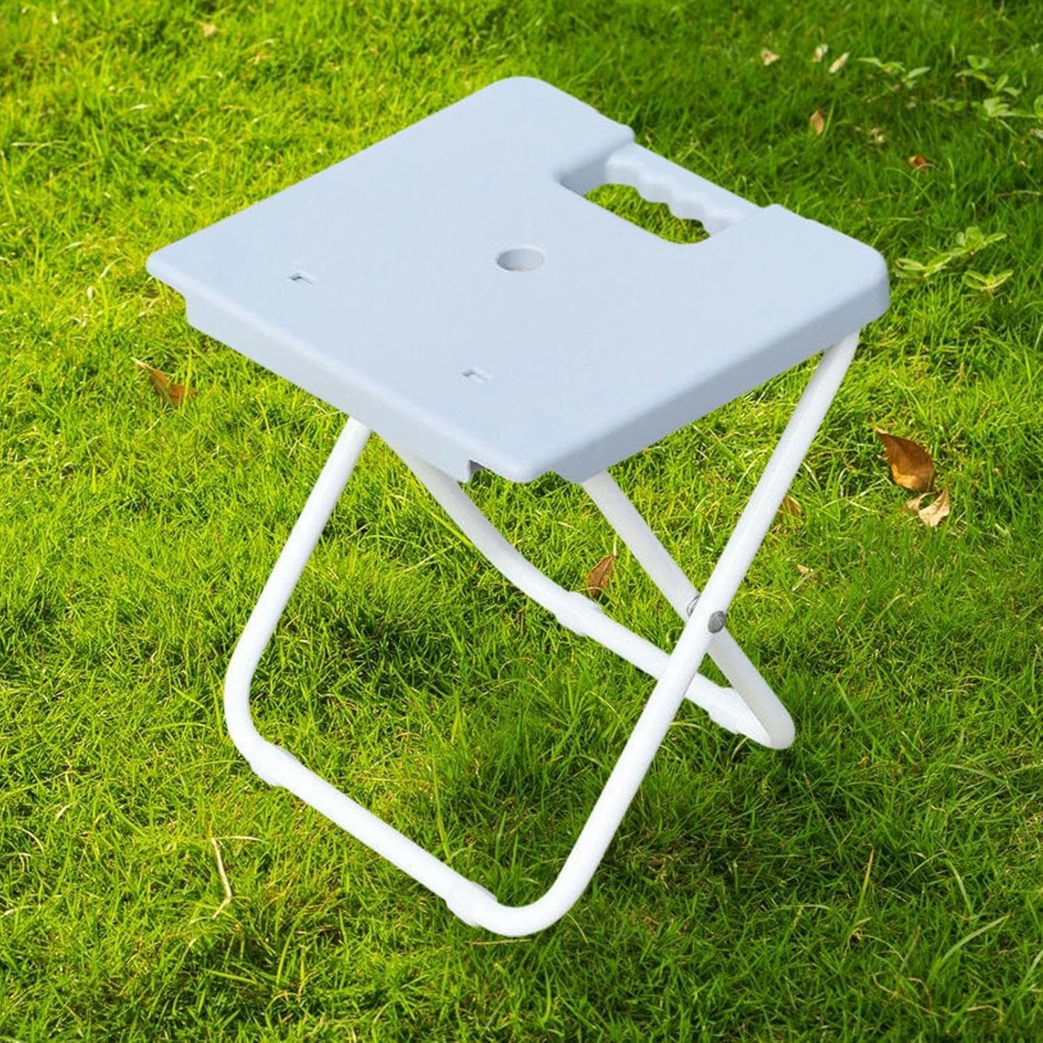 Foldable Stool Portable Seat with Handle Simple Antislip Train Seating Stool Fishing Chair for Bathroom Shower Garden Camping, Grey