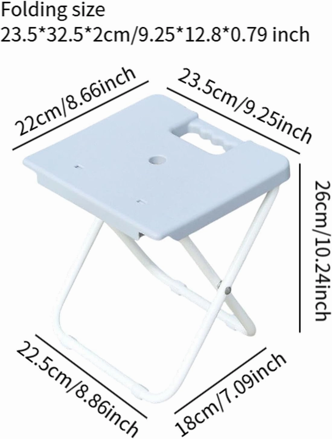 Foldable Stool Portable Seat with Handle Simple Antislip Train Seating Stool Fishing Chair for Bathroom Shower Garden Camping, Grey