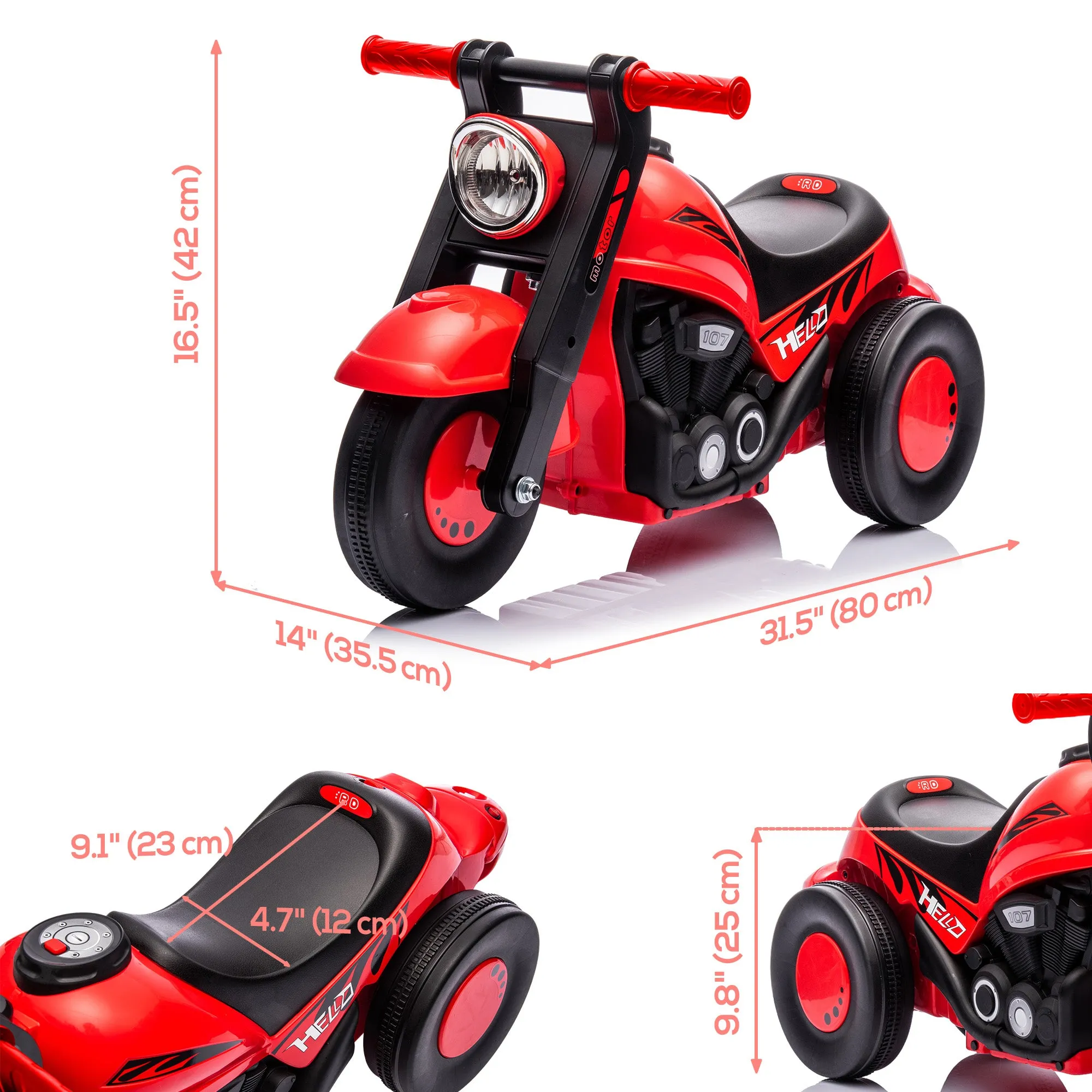 Foot to Floor Toddler Ride on Toy, Sliding Toddler Car with Music and Bubble, for 2-5 Years Old, Red