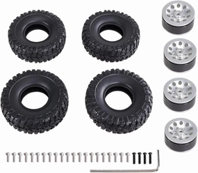 for WPL for C14 C24 C34 C44 B14 B16 B36 for Feiyu for Jjrc 1/16 Rc Car Clip Type Tire Soft Tire Skin Upgrade Metal Parts Accessories RC Car Repair Kit(Silver)