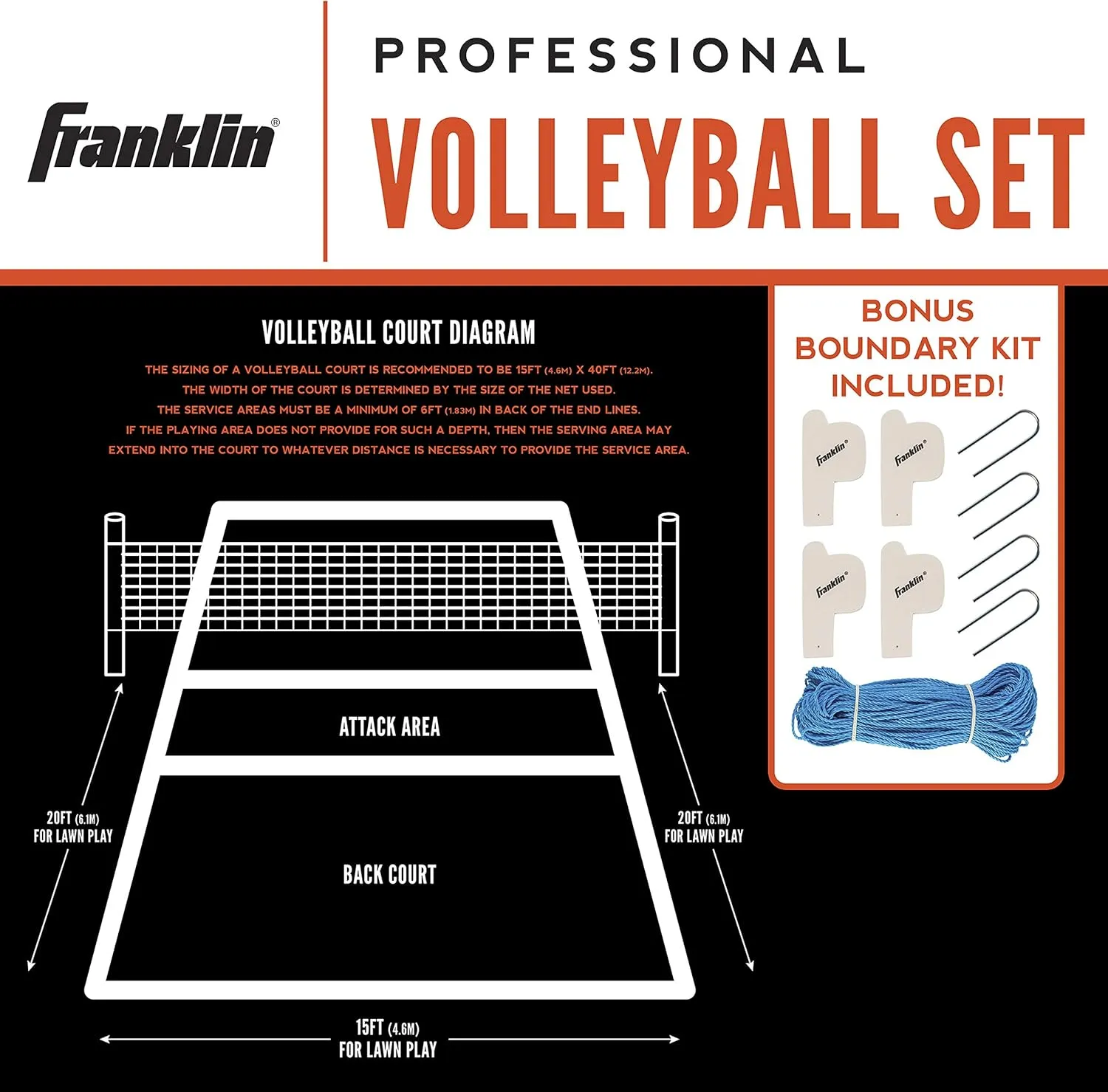 Franklin Sports Outdoor Volleyball Net Sets - Beach   Backyard Portable Volleyball Net with Poles - Complete Outdoor Volleyball Sets with Net   Volleyball Included