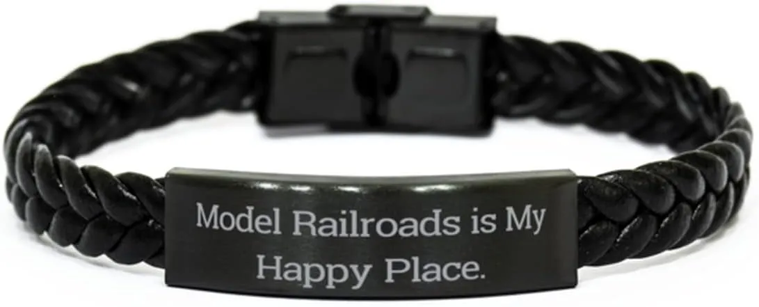 Funny Model Railroads Gifts, Model Railroads is My Happy Place, Best Birthday Braided Leather Bracelet from Friends, Model Train Set, Toy Trains, Train Tracks, Railroad Toys, Electric Trains, Battery