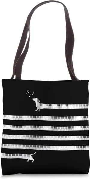 Funny Piano Weiner dog lovers art for Wiener pianist Tote Bag