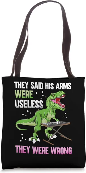 Funny T-Rex Playing Piano Dinosaur Lover Useless Arms Tote Bag