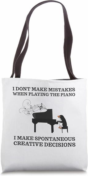 Funny Piano Penguin Gift for Pianist Musician Tote Bag