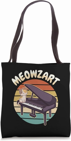Funny Piano Player Pianist Musician Cat Kitten I Meowzart Tote Bag