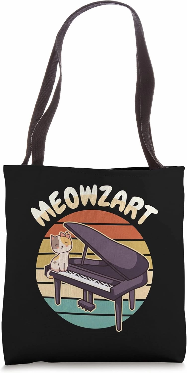 Funny Piano Player Pianist Musician Cat Kitten I Meowzart Tote Bag