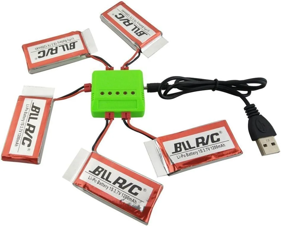 Fytoo Accessories 5Pcs 3.7V 1200mAh Lithium Battery  1pcs 5 in 1 Charger for SYMA X5HW X5HC RC Drone Helicopter Aircraft Upgrade Battery Parts