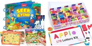 Gamenote Classroom Magnetic Alphabet Letters Kit 178Pcs   JoyCat Seek & Find Game Books