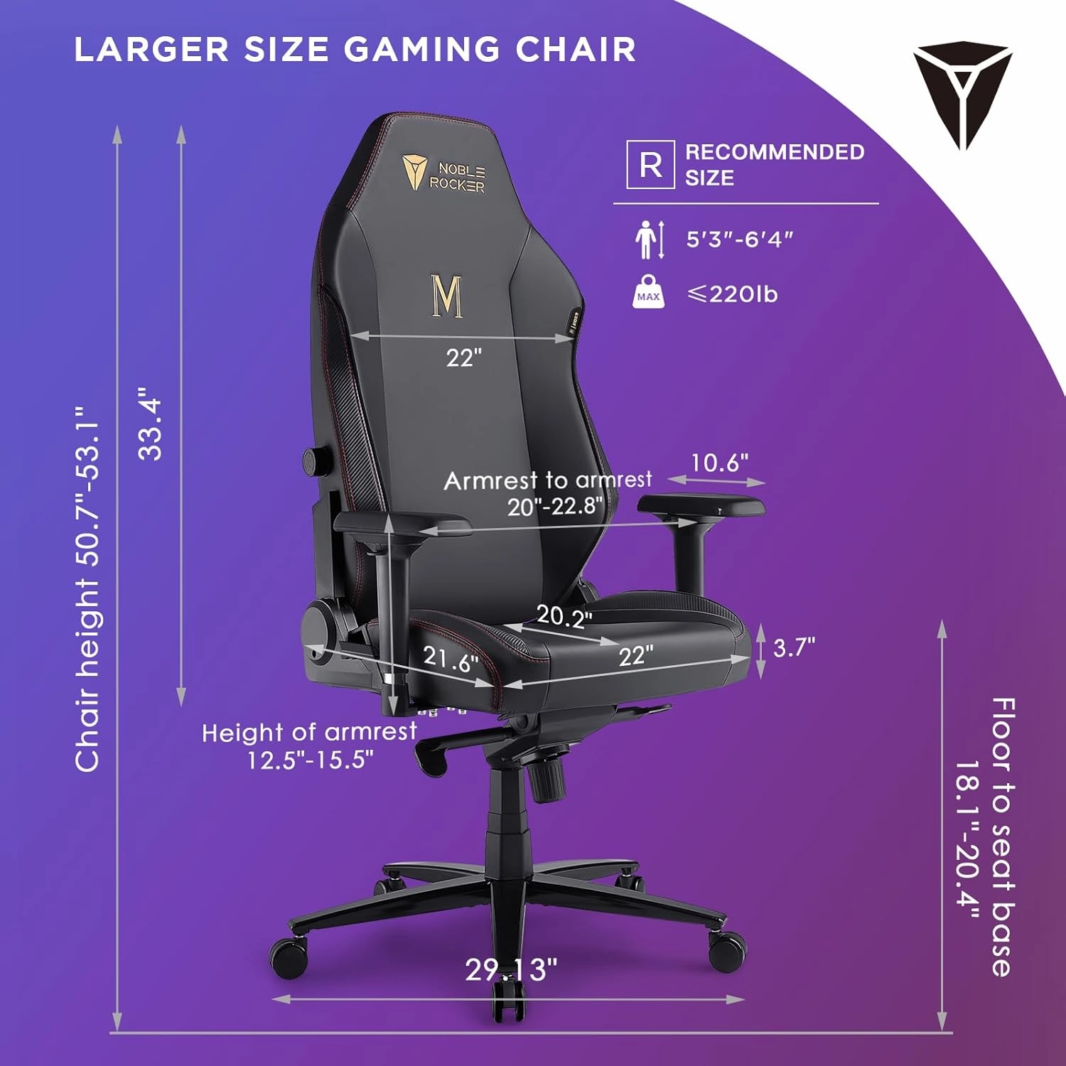 Gaming Chair Ergonomic PC Game Chair- Lumbar Support Headrest 4D Armrests Computer Chair, Big and Tall Comfortable Large, Rolling, Ergonomic, Cushion Availability, Metal, Black