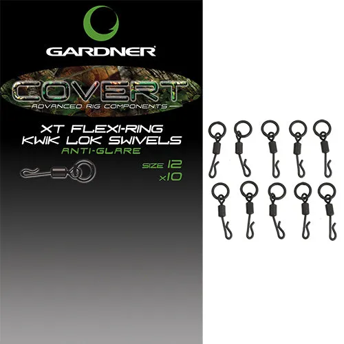 GARDNER TACKLE COVERT XT FLEXI-RING KWIK LOK SWIVELS SIZE 12 ANTI GLARE