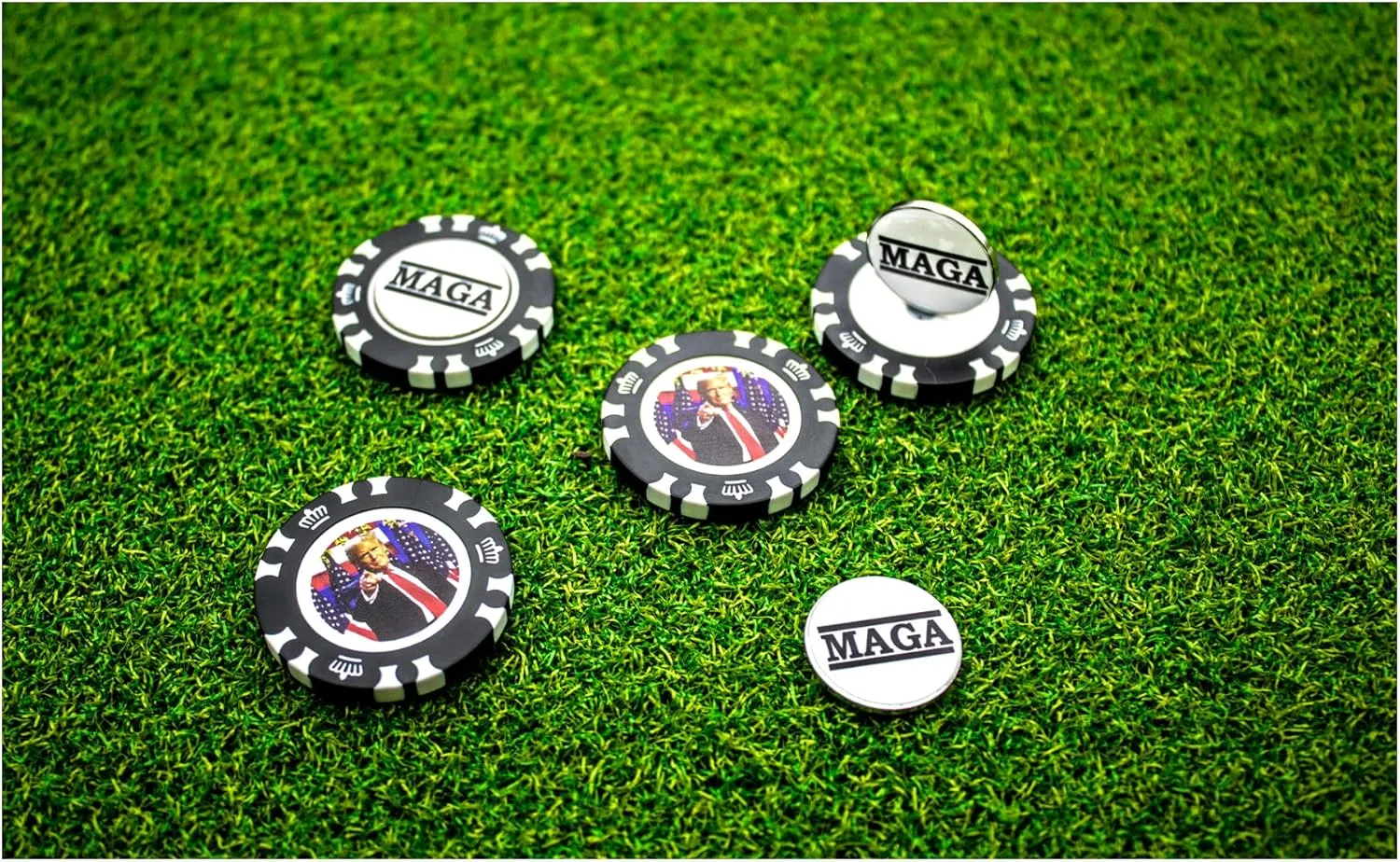 GBM GOLF BALL MANUFACTURERS Black Magnetic Poker Chips Trump - Victory Speech