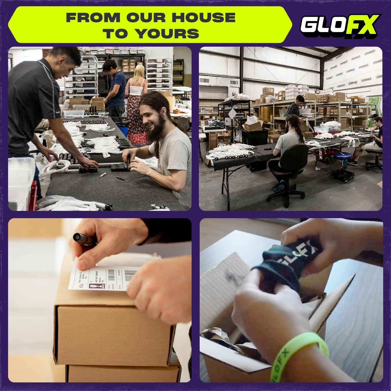 GloFX 8-LED Double Rave Orbit: X Dual Light - Purple Green Blue White LED