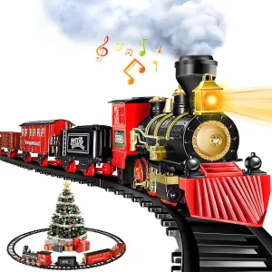 Gloween Christmas Train Sets for Under The Tree, Electric Train Toy with Steam, Light & Sound, Great for 3 4 5 6 7 8  Year Old Kids Toddler Boys Girls