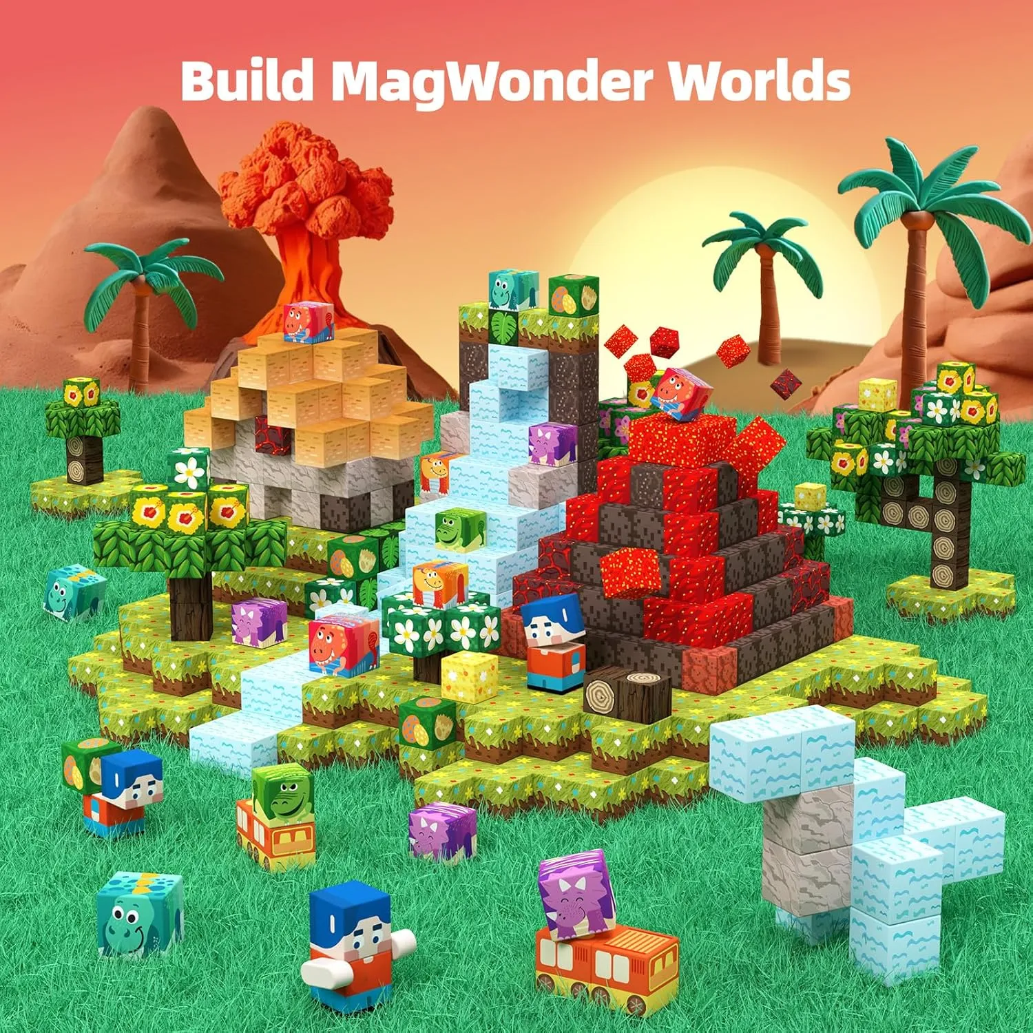 GobiDex Magnetic Blocks Kids Building Toys for Boys Girls 3 , Game-Based Build Jurassic MagWonder with Magnet Construction Dinosaur Toys, Upgraded STEM Sensory Gift for Birthday
