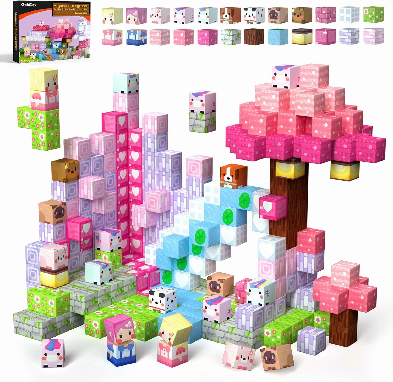 GobiDex Magnetic Blocks Kid Building Toys for 3  Years Old Girls, STEM Sensory Gifts for Princess, Kids Magnets Build MagWonder World Game for Toddler