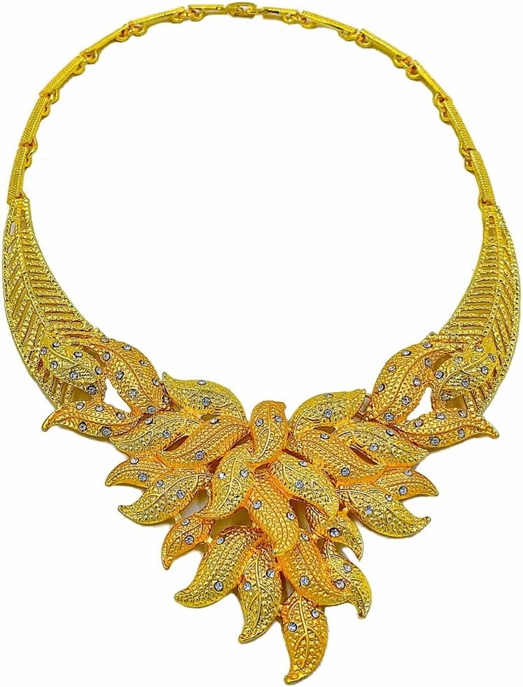 Gold Necklace Jewelry Set Dubai Gold Bracelet Earrings Ring Accessories Bridal Jewelry Set for Women Wedding