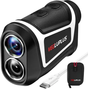 Golf Rangefinder with Slope, 30,000 Uses on a Single Charge, 0.28S Fast Flag Locking Vibration, USB-C Rechargeable, Magnet Mount Laser Rangefinder, LCD Clarity View Range Finder Golf VEELUPLUS