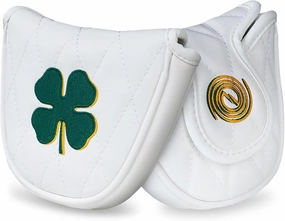 Golf Magnetic Putter Headcover, Four-Leaf Clover Putter Cover for Blade & Mallet, White