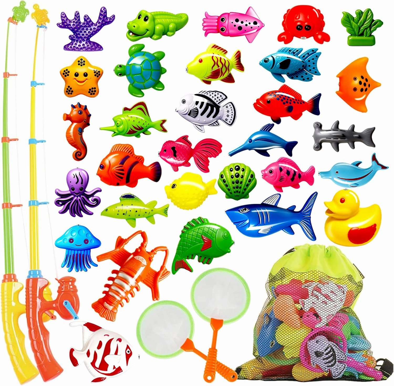 Goody King Magnetic Fishing Game Pool Toys for Kids - Outdoor Indoor Water Table Toys Carnival Party Water Bath Toy for Toddlers 1-3 4 5 6 Years Old 2 Players Gift (Medium)