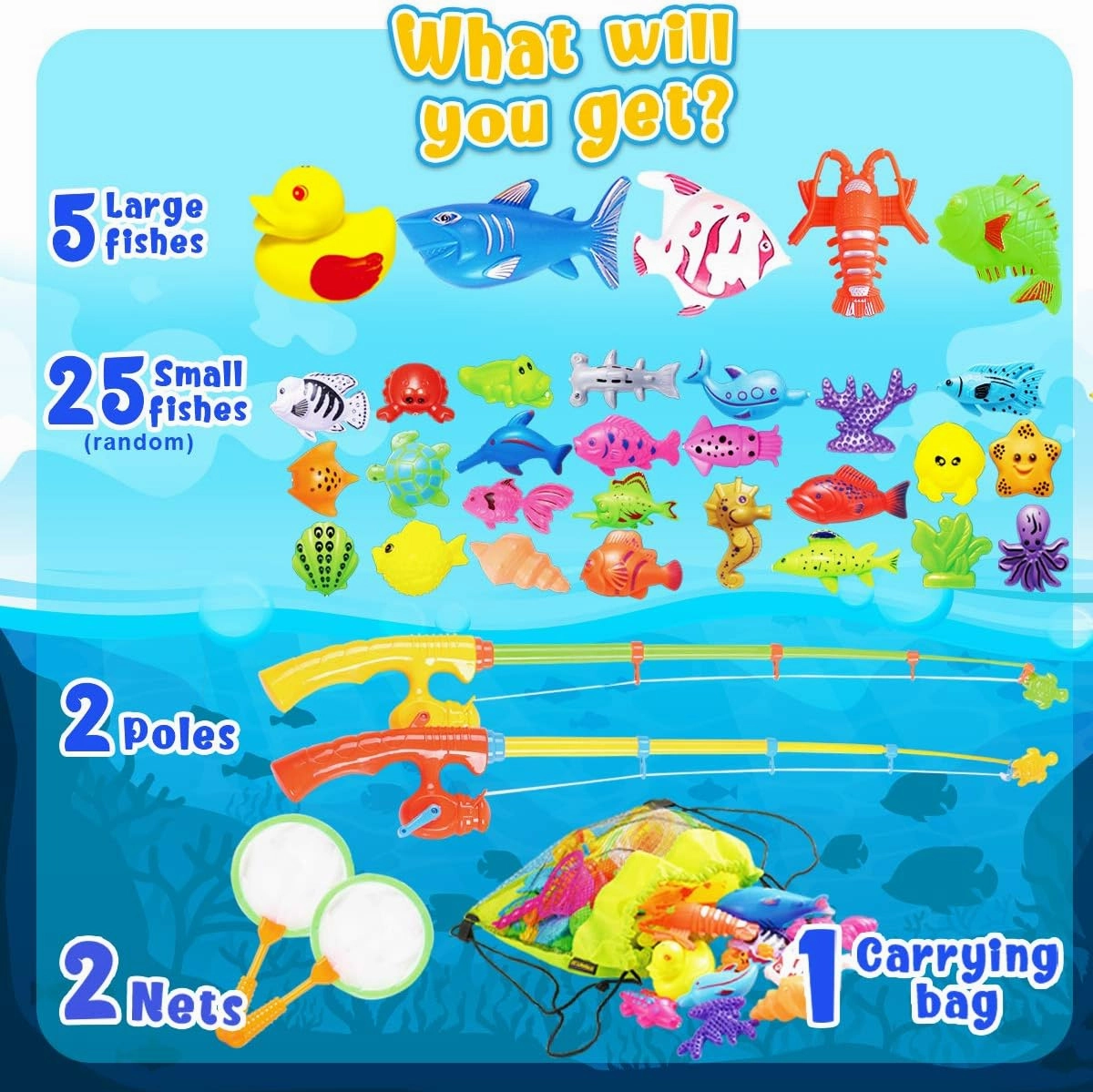 Goody King Magnetic Fishing Game Pool Toys for Kids - Outdoor Indoor Water Table Toys Carnival Party Water Bath Toy for Toddlers 1-3 4 5 6 Years Old 2 Players Gift (Medium)