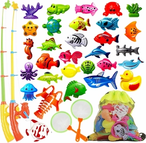 Goody King Magnetic Fishing Game Pool Toys for Kids - Outdoor Indoor Water Table Toys Carnival Party Water Bath Toy for Toddlers 1-3 4 5 6 Years Old 2 Players Gift (Medium)