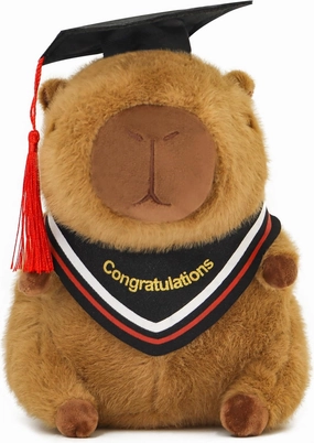 Graduation Kapibara Plush Toy 7.8 Inch with PhD Hat Cap - Perfect Graduation Gift for Season, Party Favors, Commencement Decorations, and Keepsakes Souvenirs