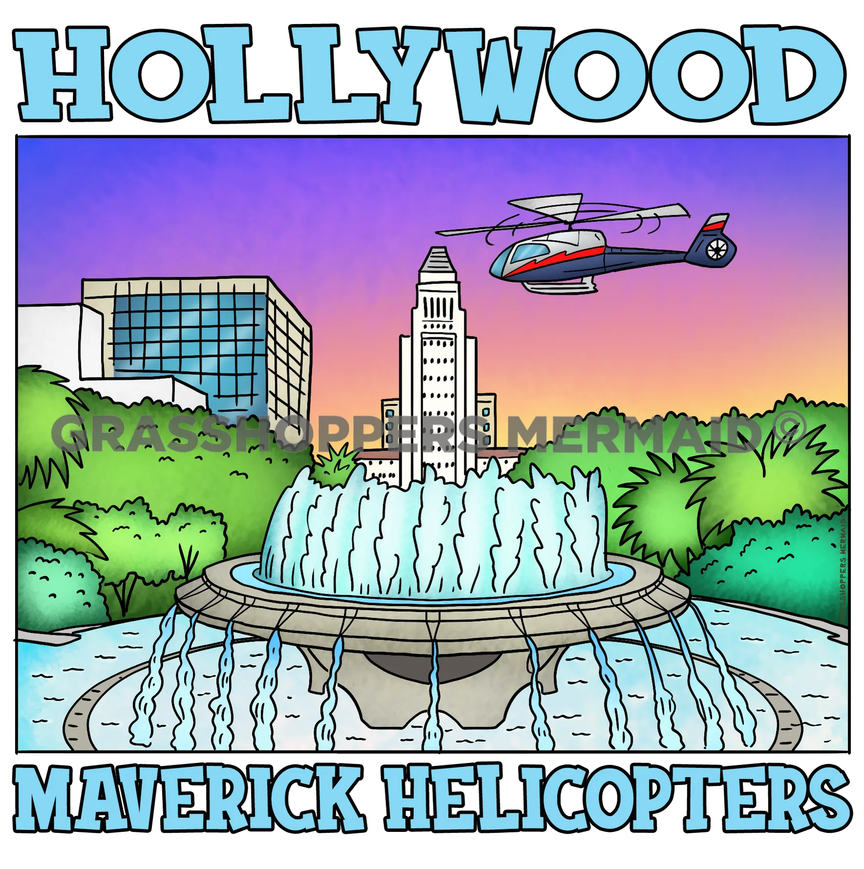 Grand Park Fountain with Helicopter