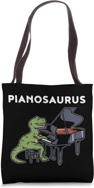 Grand Piano Gift Kids Pianist Gift Dinosaur Music Piano Tote Bag