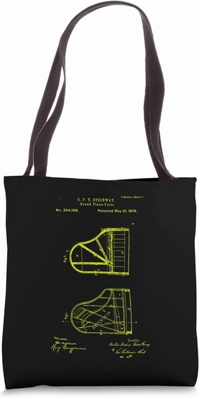 Grand Piano Patent Piano Player Funny Pianists Gift Tote Bag