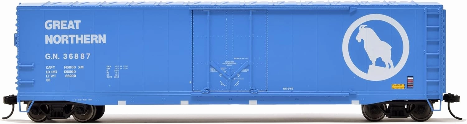 Great Northern Railroad Box Car with Plug Door Running Number #36887 HO Scale Train Rolling Stock HR6634D