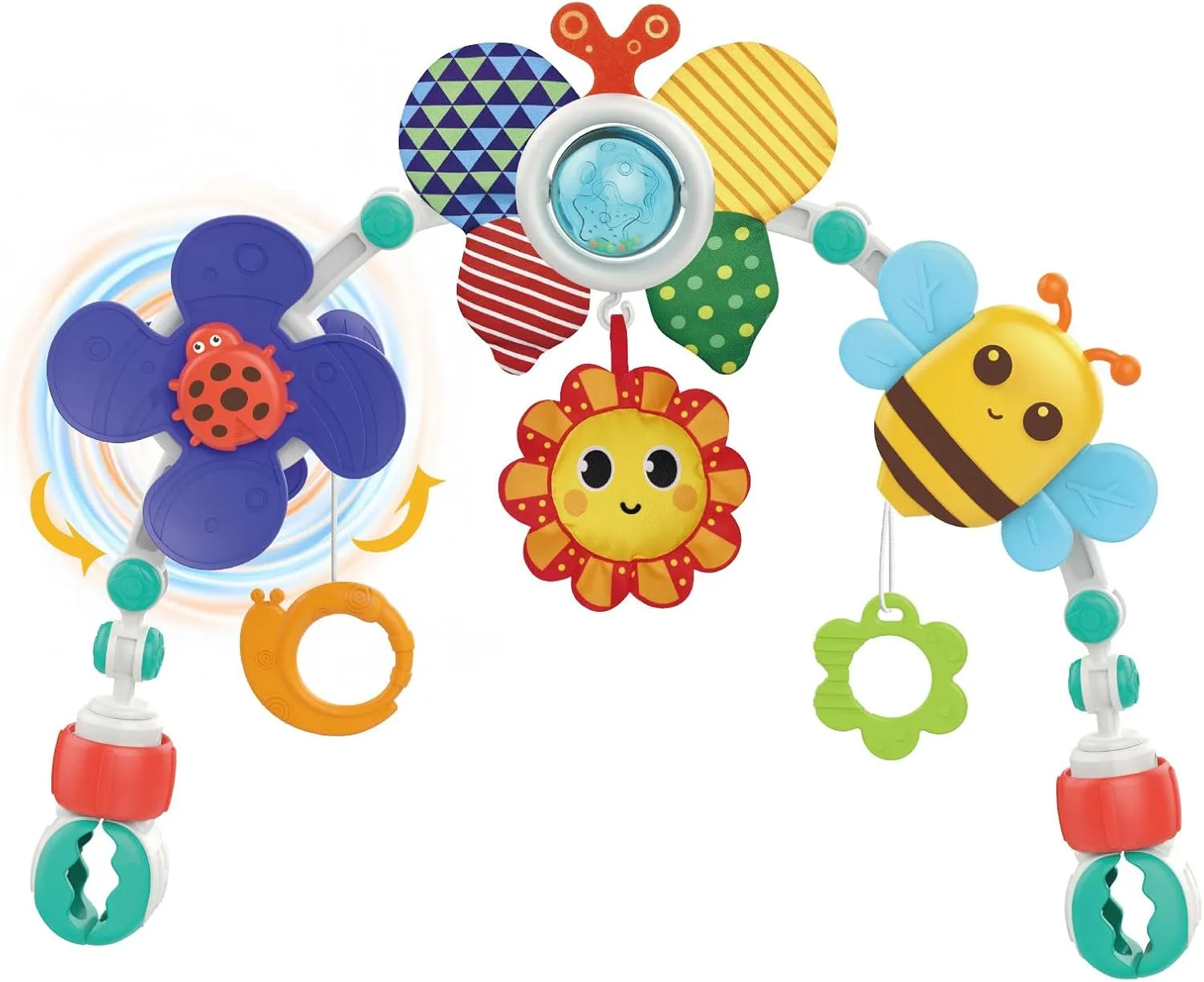 HANMUN Baby Stroller Arch Toy, Infant Car Seat Toys Mobile for Baby, Crib Bouncer Bassinet Toys, Newborns Sensory Activity Pram Toy, Suitable for 0 1 2 3 Years Old Girls and Boys (Bee)