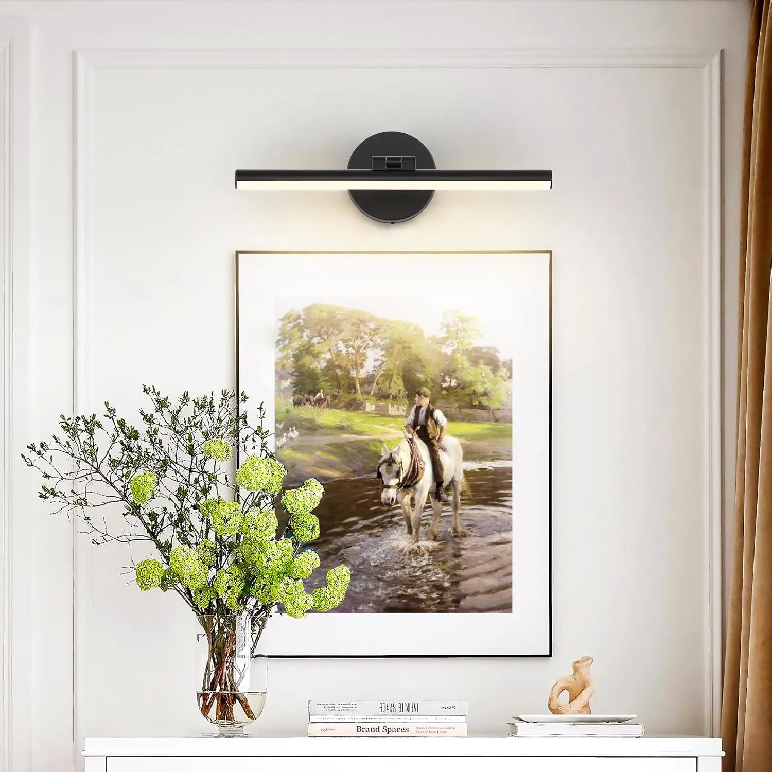Hardwired Adjustable Lighting Matte Black Modern LED Picture Lights for Paintings 15.7'' Inch Long Swing Arm Metal Art Lights Warm White 3000K