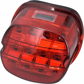 HDBUBALUS Motorcycle Tail Light Rear Turn Signals LED Brake Running Lamps Compatible with Harley Touring Dyna Sportster Road King Street Electra Glide Softail (Color:Red)